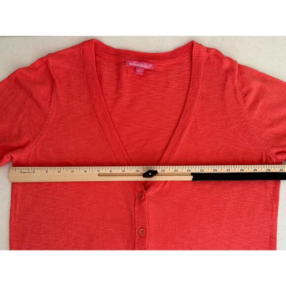 Woman Within Womens Cardigan Sweater Size Medium Coral Pink Short Sleeve - Picture 6 of 6